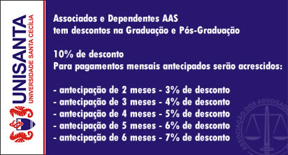 Associados e Dependentes tem desconto na Graduaçãoe Pós-Graduação Unisanta
